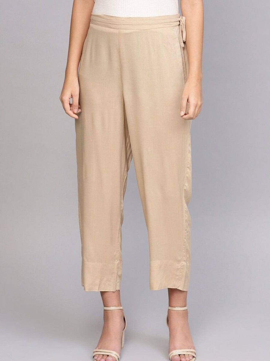 Women Varanga | Women'S Beige Parallel Trousers - Varanga