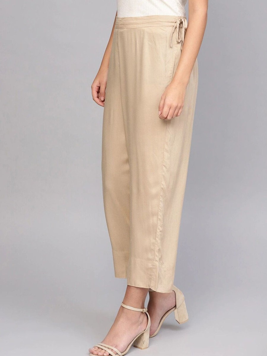 Women Varanga | Women'S Beige Parallel Trousers - Varanga