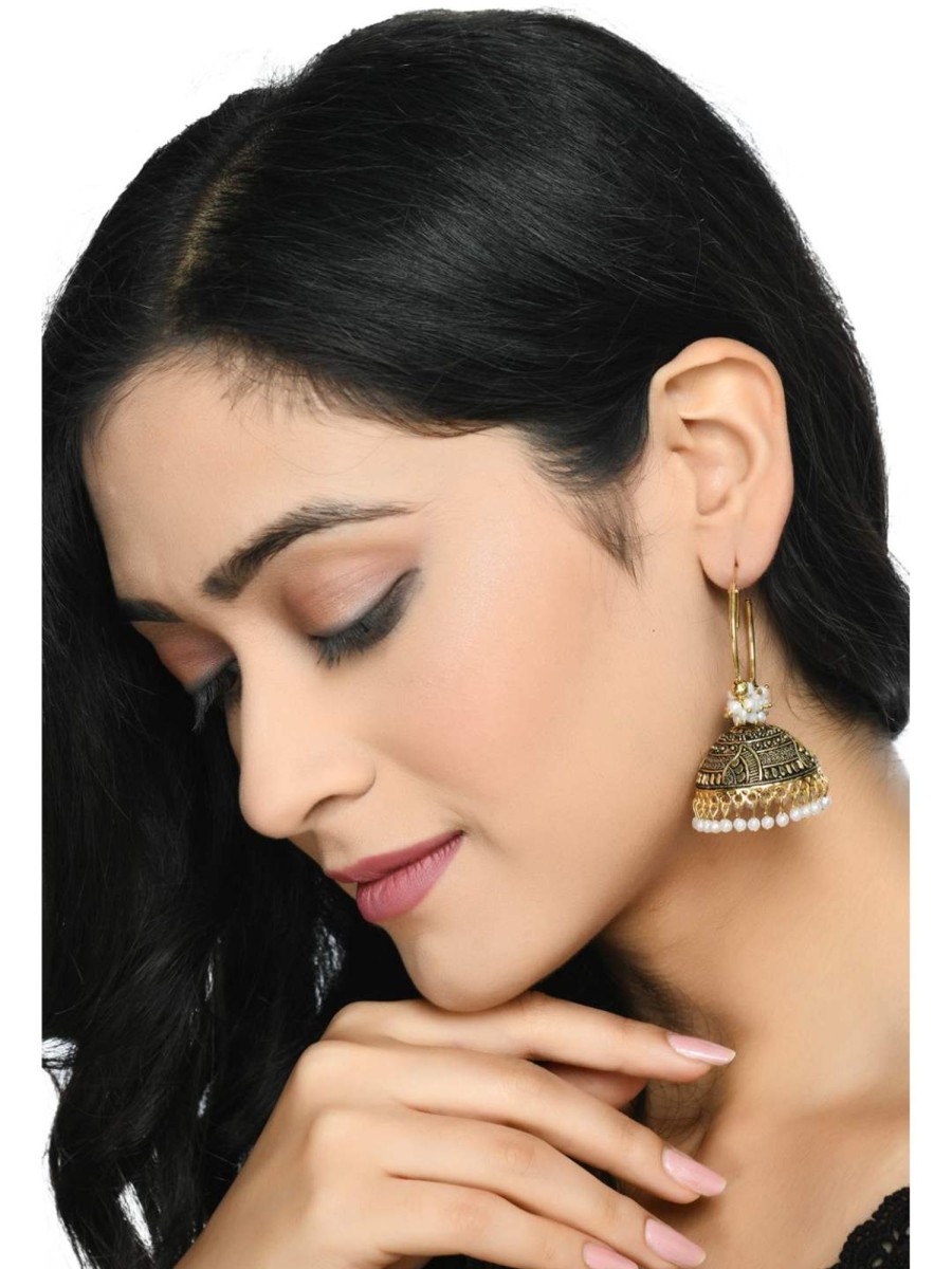 Jewellery Kamal Johar | Johar Kamal Latest Design Golden Earrings Jhumkas Jker_083