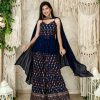 Women Label Shaurya Sanadhya | Women'S Blue Paplum Thread Work Pallazo - Label Shaurya Sanadhya