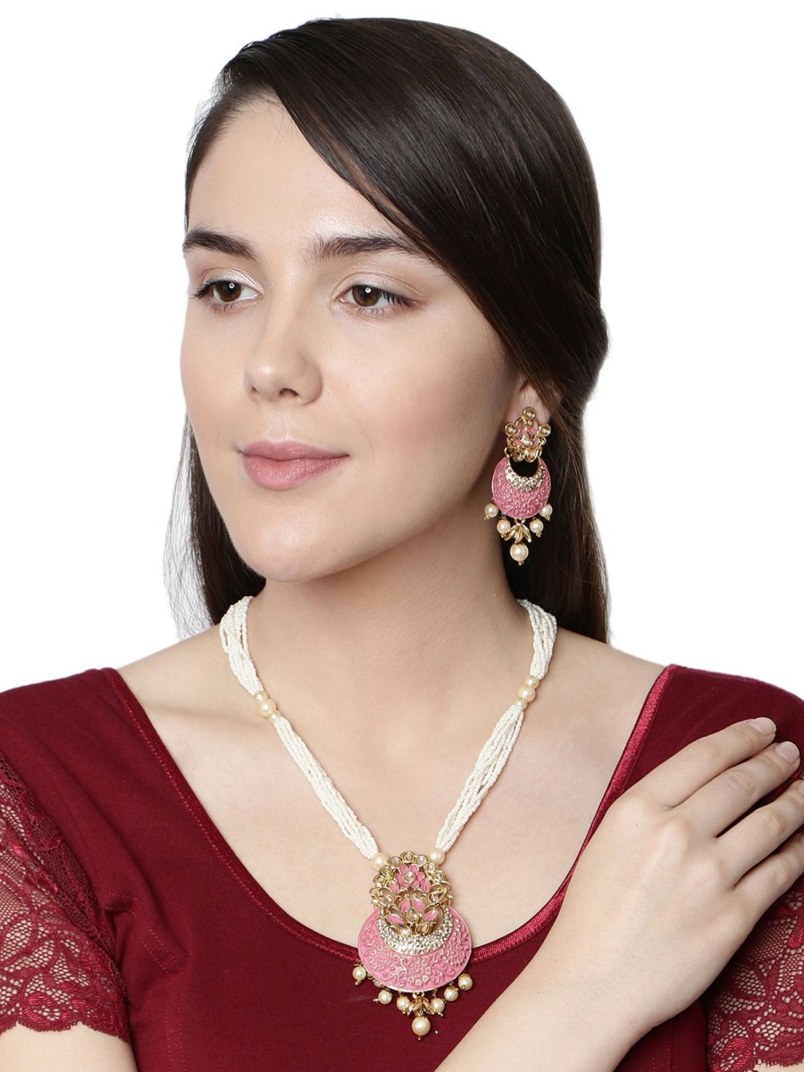 Jewellery Anikas Creation | Antique Matte Gold Finish Meenakari Pearl Jewellery - Anikas Creation Multicolor