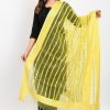 Women Moeza | Women'S Orgenza Mirror Stripe Thread Work Lemon Dupatta - Moeza Yellow