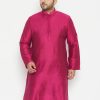 Men Vastramay | Men'S Plus Fushia Viscose Blend Kurta - Vastramay Pink