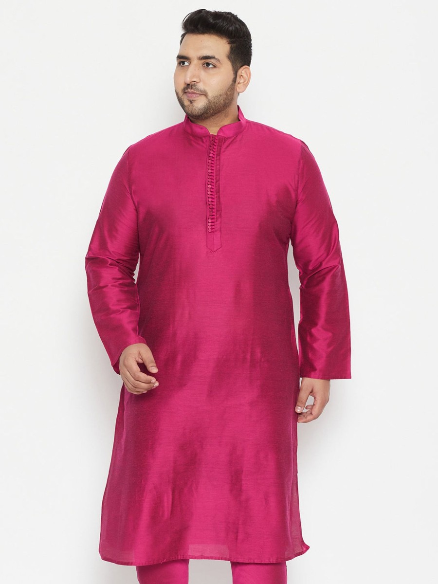 Men Vastramay | Men'S Plus Fushia Viscose Blend Kurta - Vastramay Pink