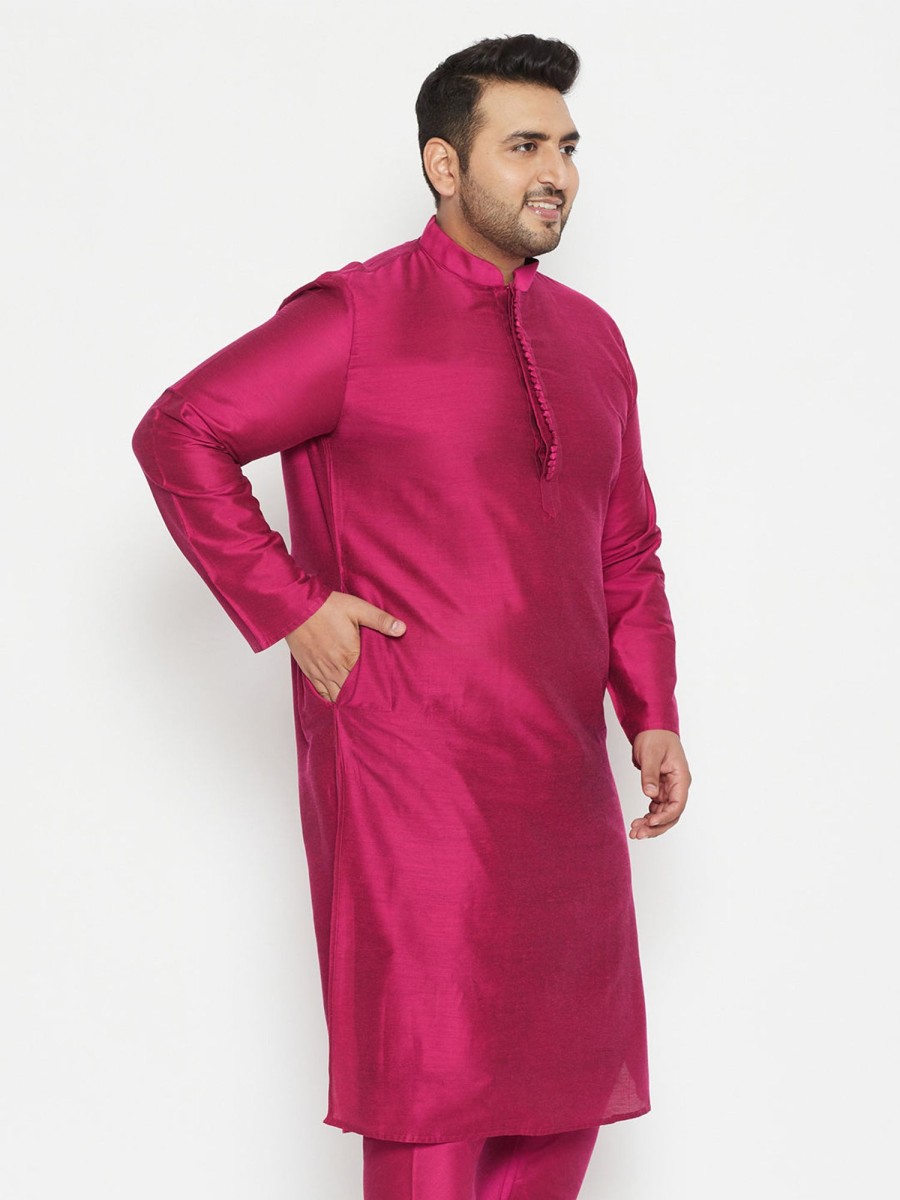 Men Vastramay | Men'S Plus Fushia Viscose Blend Kurta - Vastramay Pink