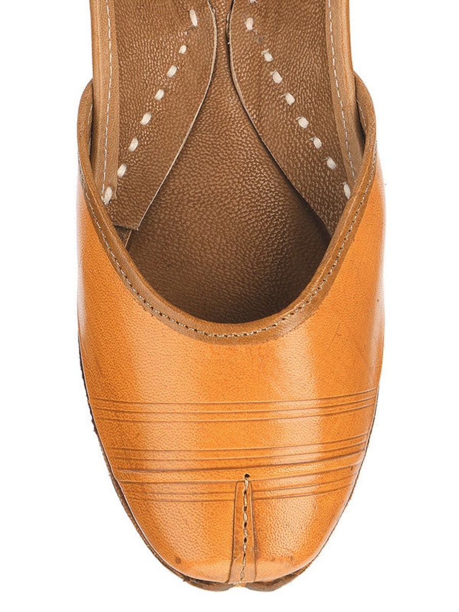 Others Desi Colour | Women'S Tan Classic Bold Womens Indian Ethnic Leather Footwear - Desi Colour