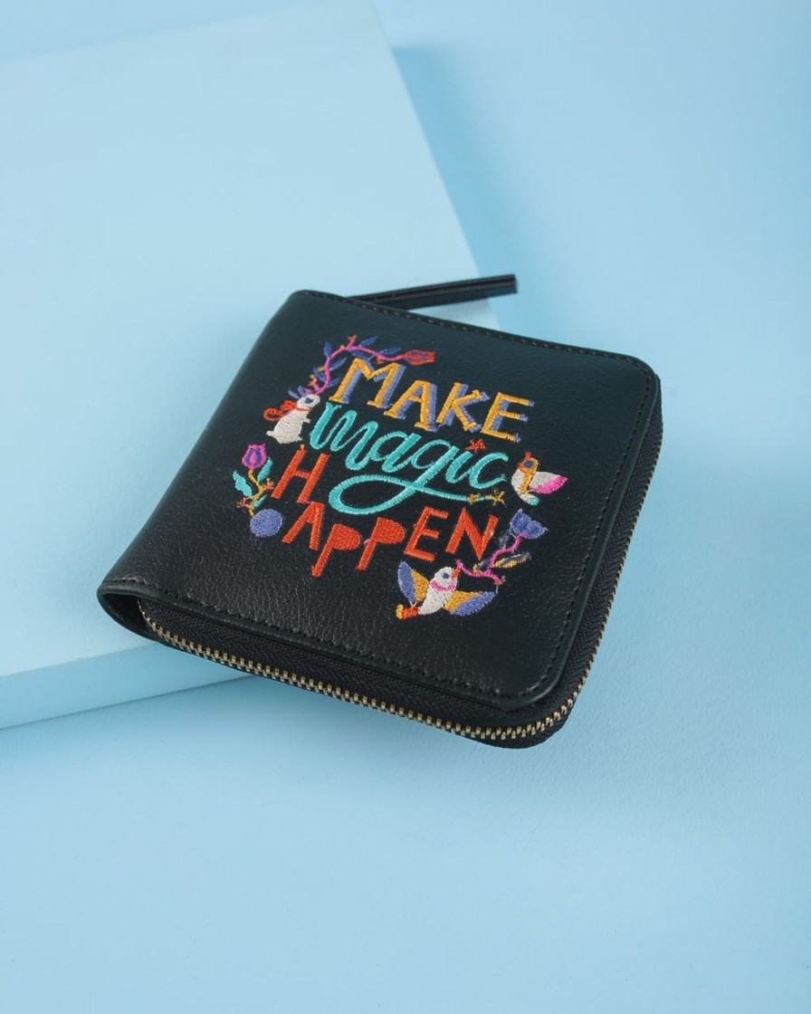 Others Chumbak | Make Magic Happen Embroidered Mini Wallet - Black - Chumbak