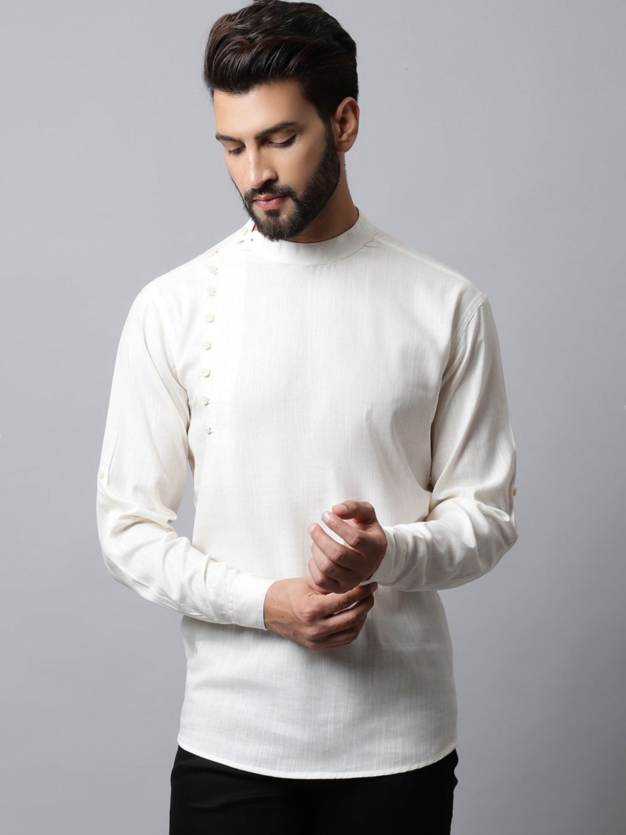 Men Even Apparels | Men'S Pure Cotton Kurta With Side Placket - Even Apparels Grey