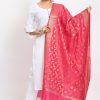 Women Moeza | Women'S Banarsi Silk Floral Woven Design Dupatta - Moeza Pink