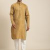 Men Sojanya | Men'S Jacquard Silk Self Design Only Kurta - Sojanya Mustard