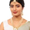 Jewellery Zaffre Collections | Women'S Wedding Wear Pearl Necklace Set With Maang Tikka - Zaffre Collections Gold