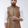 Men Sojanya | Men'S Jacquard Silk Copper Self Design Nehru Jacket - Sojanya