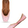 Others Desi Colour | Women'S Baby Pink Mirror Work Leather Embroidered Indian Handcrafted Ethnic Comfort Footwear - Desi Colour