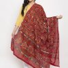 Women Wahe-NOOR | Women'S Red Embroidered Dupatta - Wahe-Noor