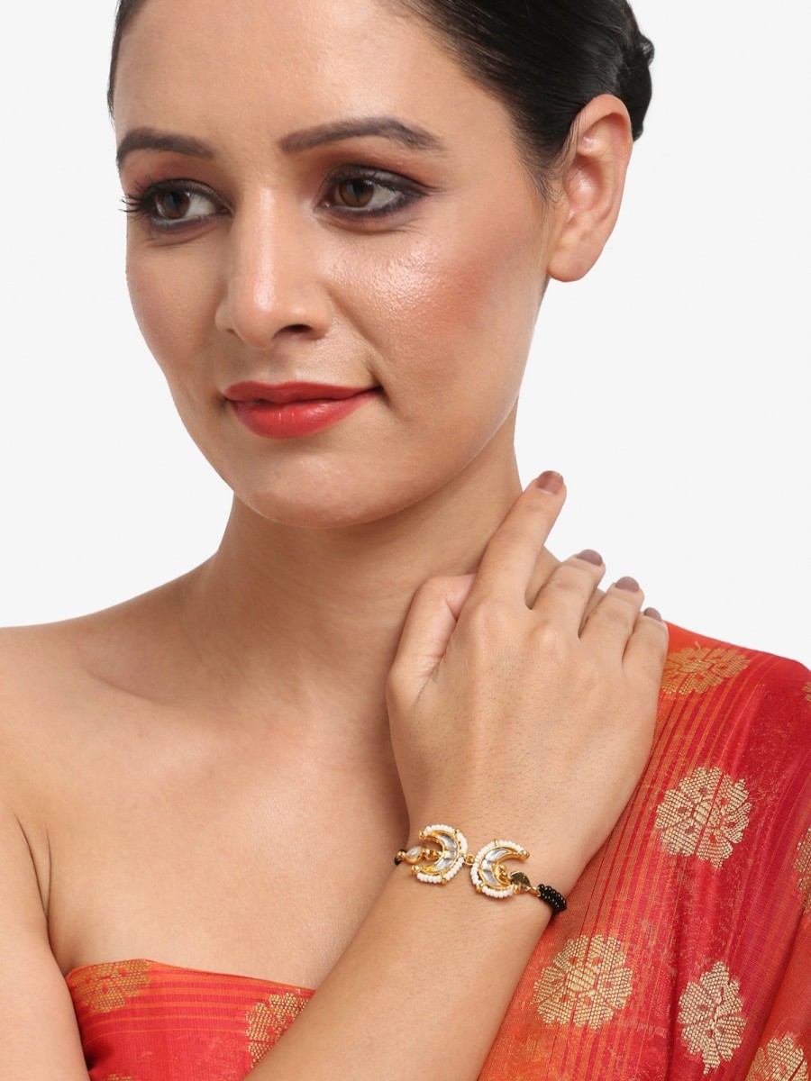 Jewellery Ruby Raang | Women'S Kundan Bracelet Mangalsutra - Ruby Raang