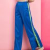 Women SASSAFRAS | Women'S Side Button Track Pants - Sassafras Blue