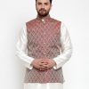 Men Virat Fashions USA | Men'S Maroon Woven Design Nehru Jacket ( Jowc 4006 Maroon) - Virat Fashions Usa