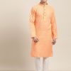 Men Sojanya | Men'S Cotton Blend Peach Woven Design Only Long Kurta - Sojanya