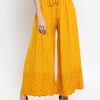 Women Wahe-NOOR | Women'S Mustard Chikankari Rayon Sharara - Wahe-Noor