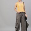 Women AKS | Women'S Relaxed Fit Palazzos With Striped Detail - Aks Grey