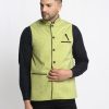 Men Virat Fashions | Men'S Green Solid Nehru Jacket With Square Pocket ( Jowc 4024Green ) - Virat Fashions