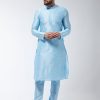 Men Sojanya | Men'S Silk Blend Sky Blue Only Long Kurta - Sojanya