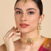 Jewellery Zaffre Collections | Women'S/Girl'S Choker Set With Maang Tikka And Meena - Zaffre Collections Gold