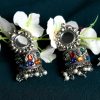 Jewellery Tehzeeb | Women'S Oxidised Multy Colour Kundan Earrings - Tehzeeb