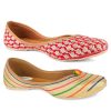 Others Desi Colour | Women'S Multicolour Combo Of 2 Pair Of Embroidered Indian Handcrafted Ethnic Comfort Footwear - Desi Colour