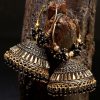 Jewellery Anikas Creation | Women'S U0026 Gold-Plated Enamelled Dome Shaped Jhumkas - Anikas Creation Black