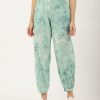 Women DECKEDUP | Women'S Flat-Front Pants And Off-White Printed Mid-Rise Cropped Ethnic Joggers - Deckedup Green