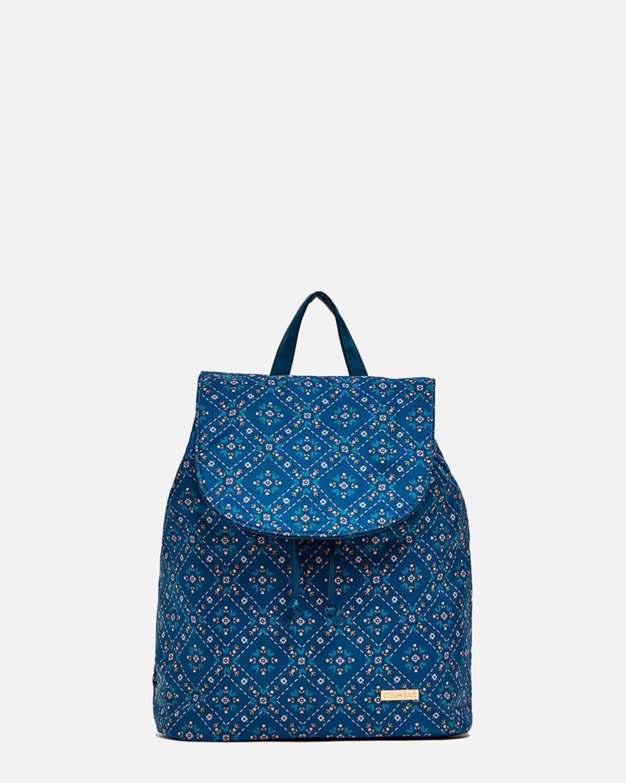 Others Chumbak | Geometric Flora Backpack Navy Blue - Chumbak