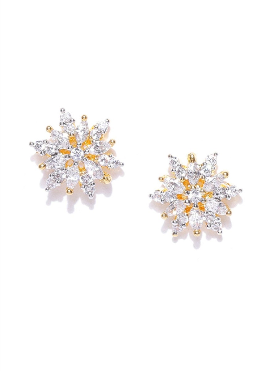 Jewellery Priyaasi | Women'S Stylish Gold Plated Floral American Diamond Stud Earring For Women And Girls - Priyaasi