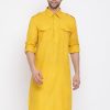 Men Vastramay | Men'S Mustard Cotton Blend Pathani Style Kurta - Vastramay