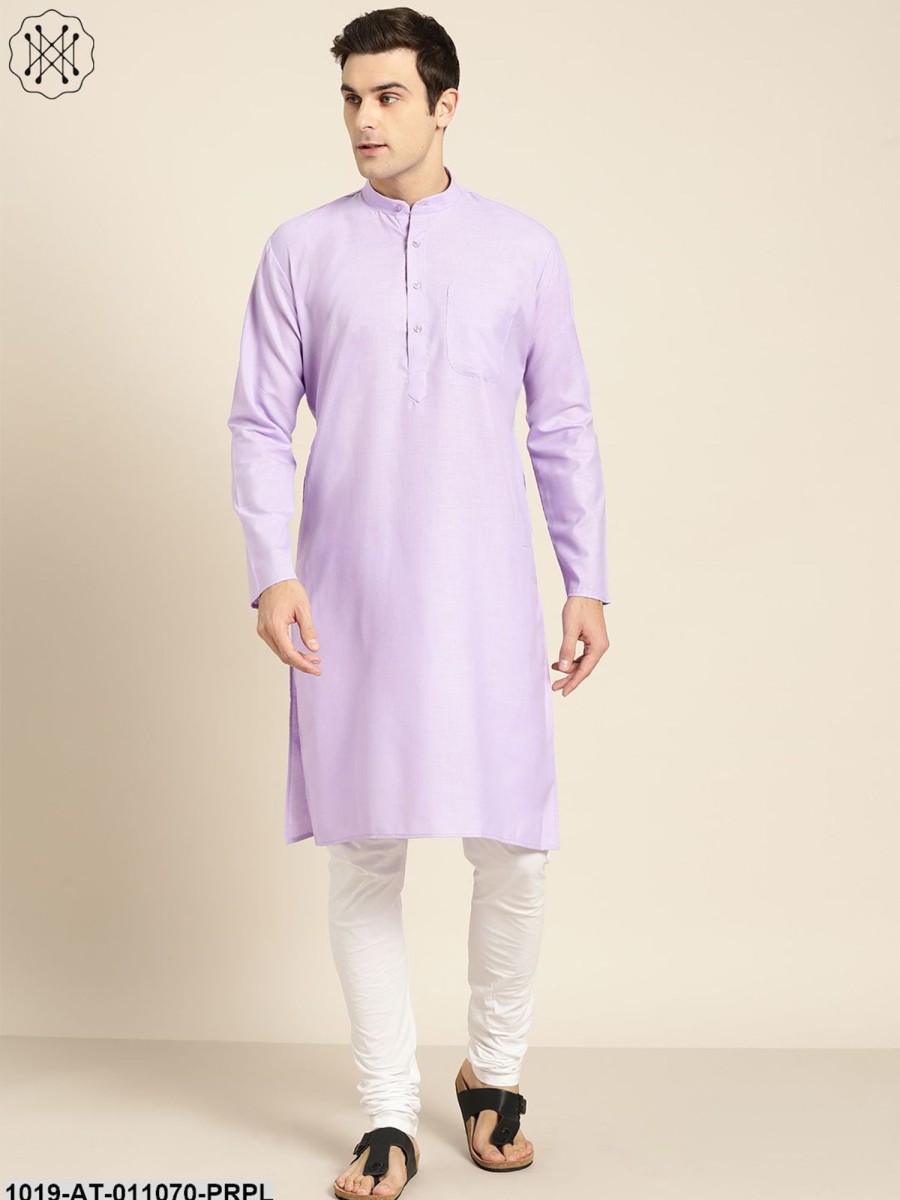 Men Sojanya | Men'S Cotton Purple Solid Only Kurta - Sojanya