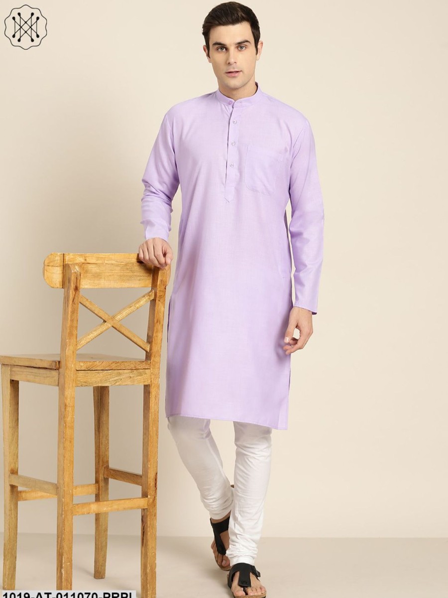 Men Sojanya | Men'S Cotton Purple Solid Only Kurta - Sojanya