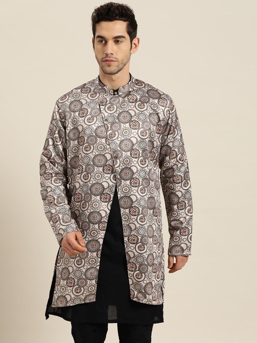 Men Sojanya | Men'S Silk Blend Only Sherwani Jacket - Sojanya Beige