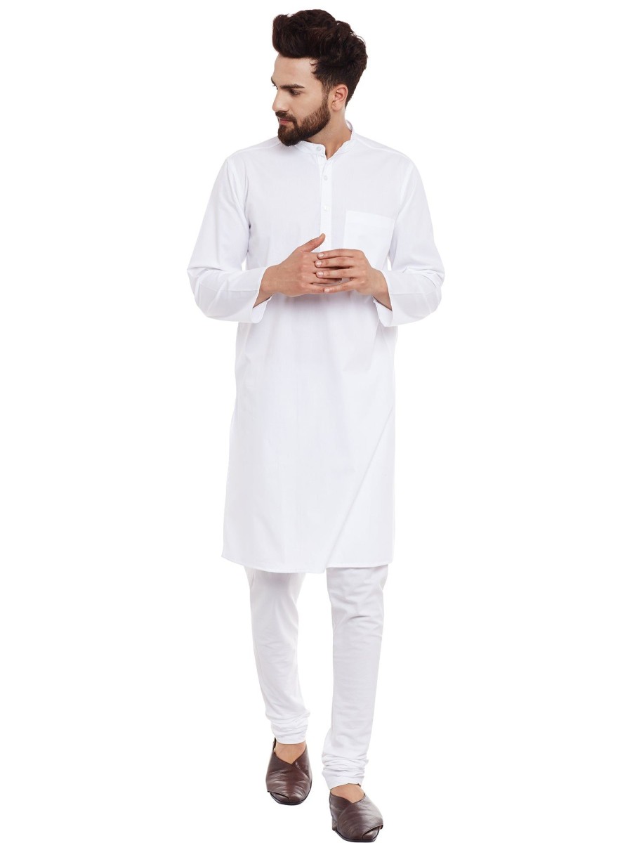 Men Even Apparels | Men'S Crisp Cotton Solid Kurta - Even Apparels White