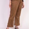 Women KHUMAAR- Shuchi Bhutani | Women'S Suede Overlap Pant - Khumaar-Shuchi Bhutani Brown