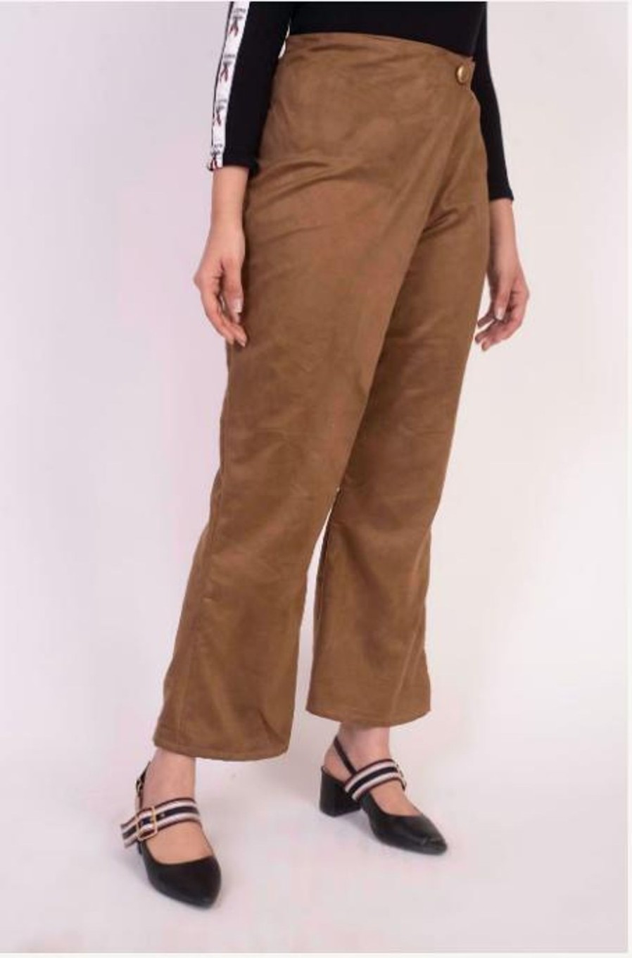 Women KHUMAAR- Shuchi Bhutani | Women'S Suede Overlap Pant - Khumaar-Shuchi Bhutani Brown