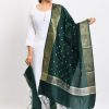 Women Moeza | Women'S Banarsi Silk Woven Design Bottle Dupatta - Moeza Green