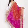 Women Wahe-NOOR | Women'S Multicoloured Bandhani Gotta Patti Poly Silk Dupatta - Wahe-Noor