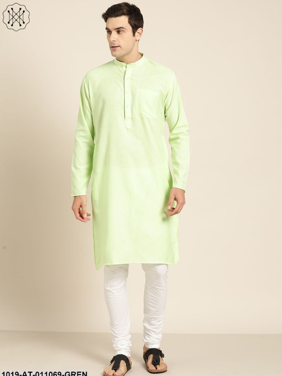 Men Sojanya | Men'S Cotton Green Solid Only Kurta - Sojanya