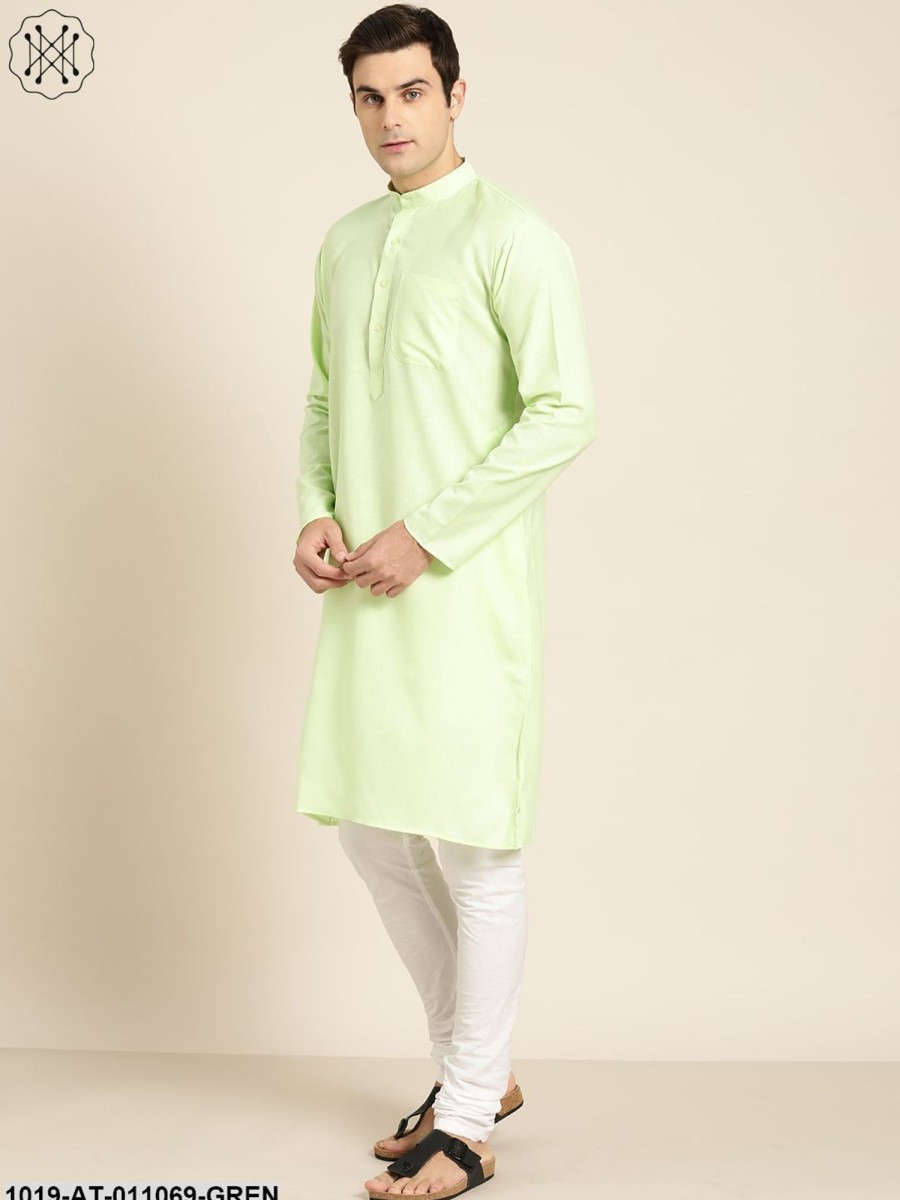 Men Sojanya | Men'S Cotton Green Solid Only Kurta - Sojanya