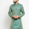 Men Virat Fashions | Men'S Green U0026 Beige Self Design Kurta Only ( Ko 568 Green ) - Virat Fashions