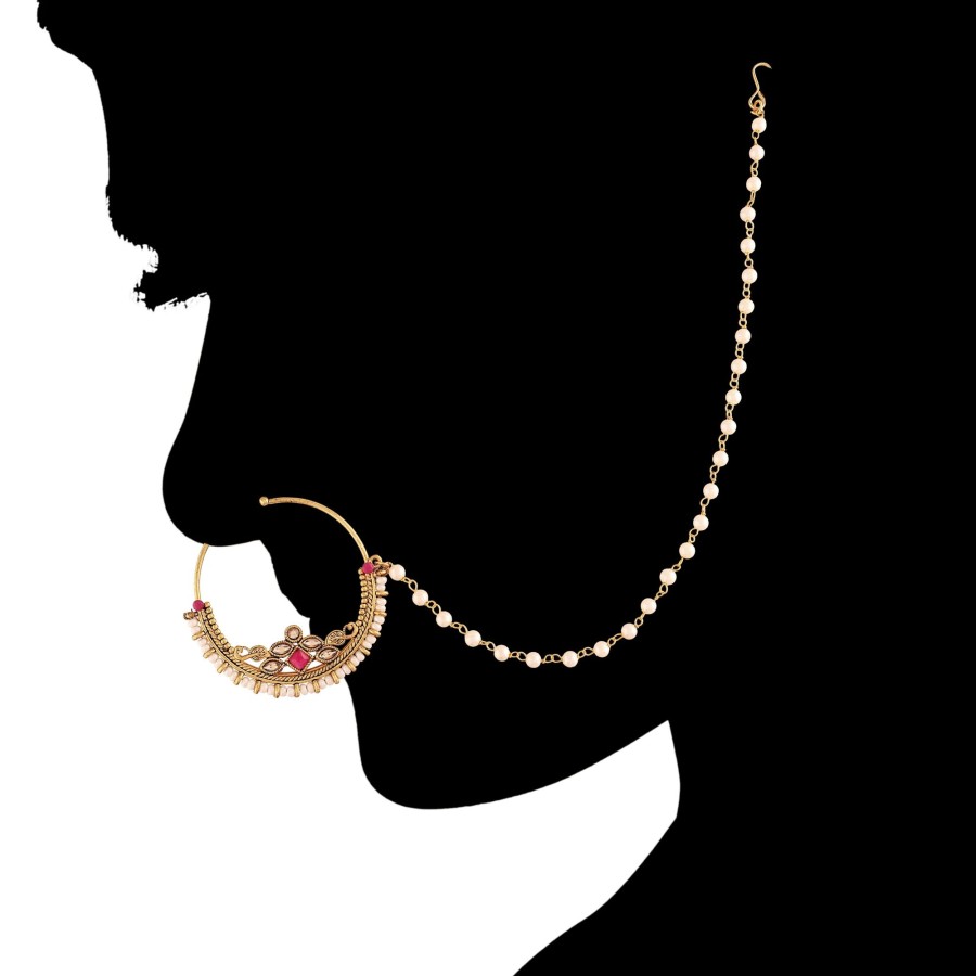 Jewellery I Jewels | Bridal Nose Ring With Gold Plating By I Jewels