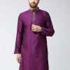 Men Sojanya | Men'S Purple Self Design Only Long Kurta - Sojanya