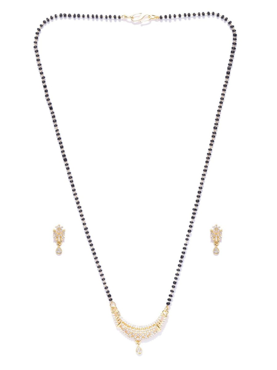 Jewellery Priyaasi | Women'S American Diamond Mangalsutra Set With Earrings - Priyaasi