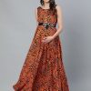 Women AKS | Women'S U0026 Black Animal Printed Maternity Maxi - Aks Orange