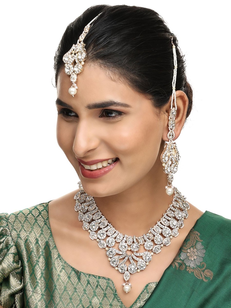 Jewellery Anikas Creation | Brass White Jewelry Set - Pure Elegance In Timeless White - Anikas Creation Multicolor